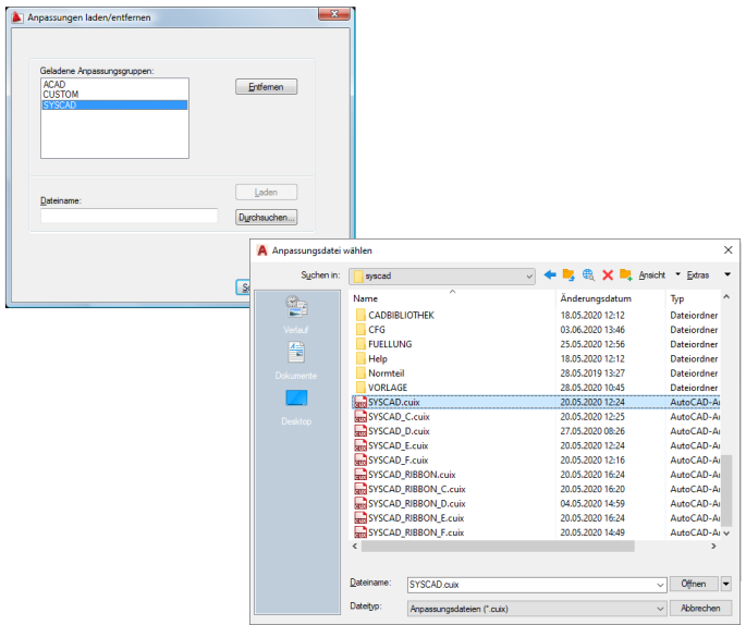 SYSCAD laden mit Menülad SYSCAD laden mit Menülad